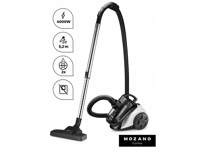 Пилосос Mozano Smart Cyclonic 4000Вт Білий AGD/ODK/B/02#BIAL+ 7 насадок + чохол для зберігання - Фото 2 Пилосос Mozano Smart Cyclonic 4000Вт Білий AGD/ODK/B/02#BIAL+ 7 насадок + чохол для зберігання - зображення 2