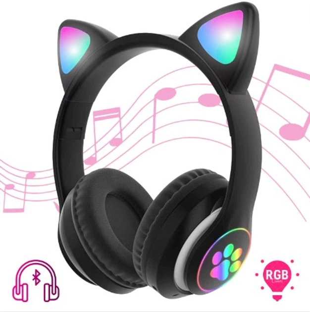 Беспроводные Bluetooth наушники с кошачьими ушками и цветной подсветкой Cat VZV-23M - изображение 3