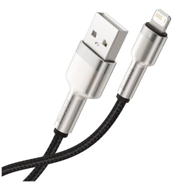 Кабель Baseus Cafule Series Metal Data Cable USB to Lightning 2.4A 1m Black (CALJK-A01) - зображення 5