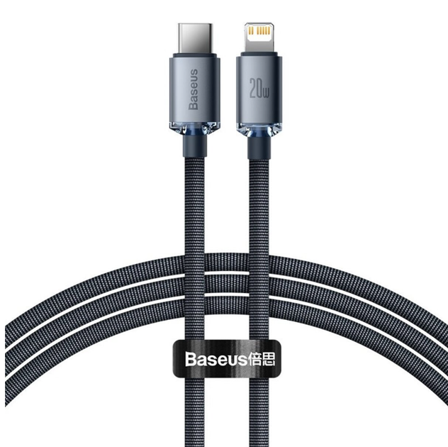 Кабель Baseus Crystal Shine Series Fast Charging Data Cable Type-C to Lightning 20W 2m Black (CAJY000301) - изображение 3