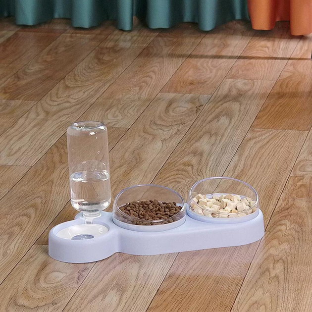Кормушка 3в1 для животных со съемными мисочками Gatto миска для кошек и собак со встроенной поилкой, 500 мл, голубой (101334195) - изображение 7