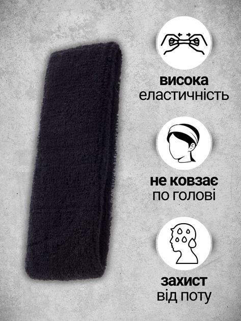 Повязка на голову женская мужская для волос спортивная резинка для спорта летняя на лоб для бега на волосы для девочек для футболистов на уши лента для головы широкая мягкая хлопковая от пота полоска для футбола обруч защита глаз Hechpro АНBA001 ч - изображение 2
