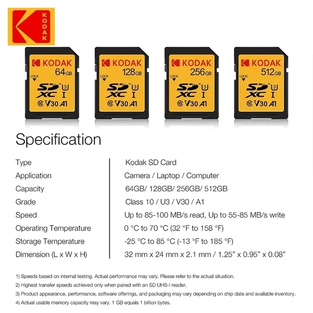 Карта пам'яті Kodak micro SD 256 Gb U3 A1 class 10 - зображення 4