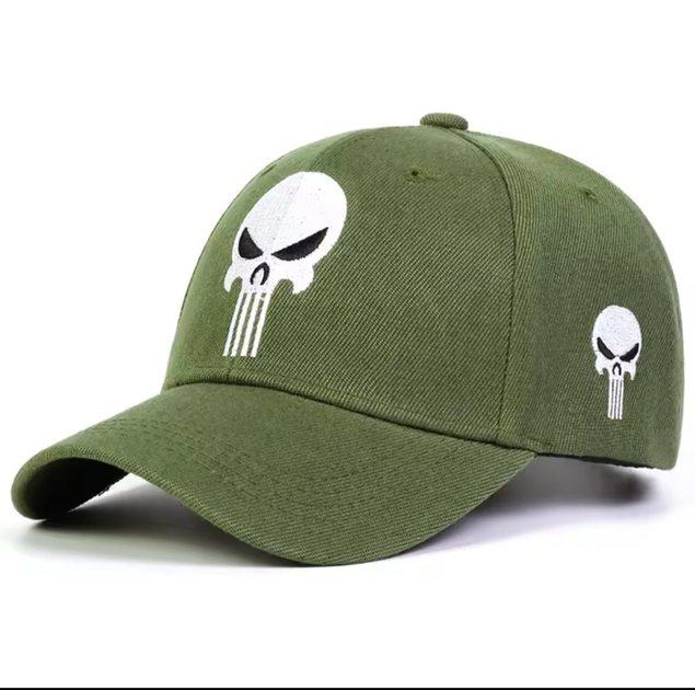 Кепка бейсболка Punisher доросла чоловіча жіноча вишивка череп хакі зелений (161825) - зображення 1