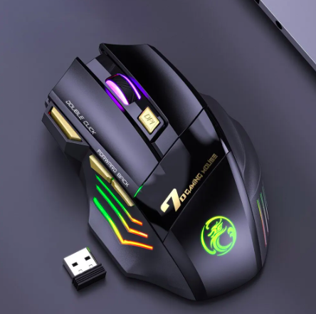 Беспроводная мышь IMICE GW-X7 геймерская мышка для ПК на аккумуляторе с RGB 7 цветной подсветкой 3200dpi - изображение 3