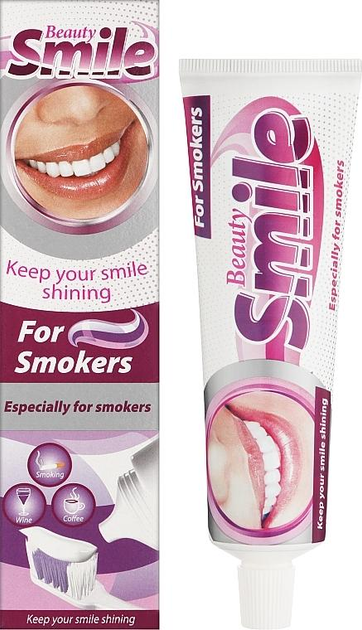 Зубная паста для курильщиков вино, кофе Beauty Smile For Smokers, 100 мл - изображение 2