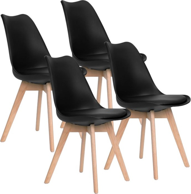 Zestaw krzeseł do kuchni i salonu ModernHome by Multistore 4 szt Czarne (5903089066620) - obraz 1