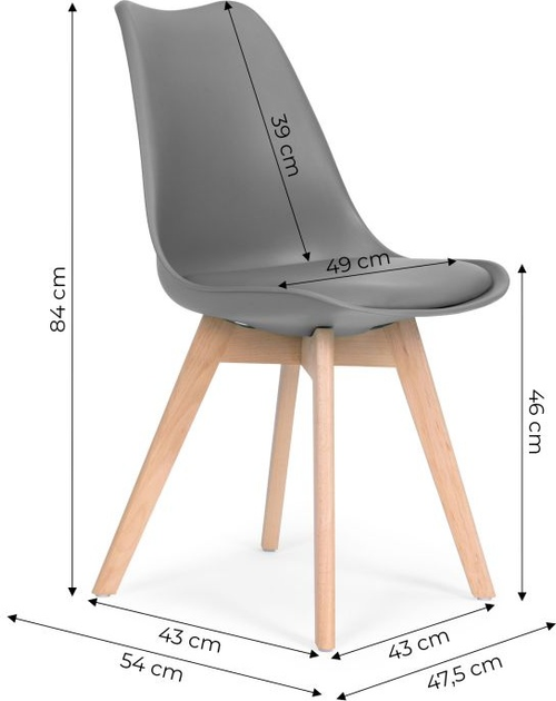 Zestaw krzeseł do kuchni i salonu ModernHome by Multistore 4 szt Ciemnoszare (5905817003259) - obraz 8