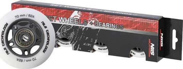 Набір Nils Extreme Колеса PU 70x24 82A Білі матові 4 шт + Підшипники ABEC-9 8 шт (5907695544756) - зображення 4