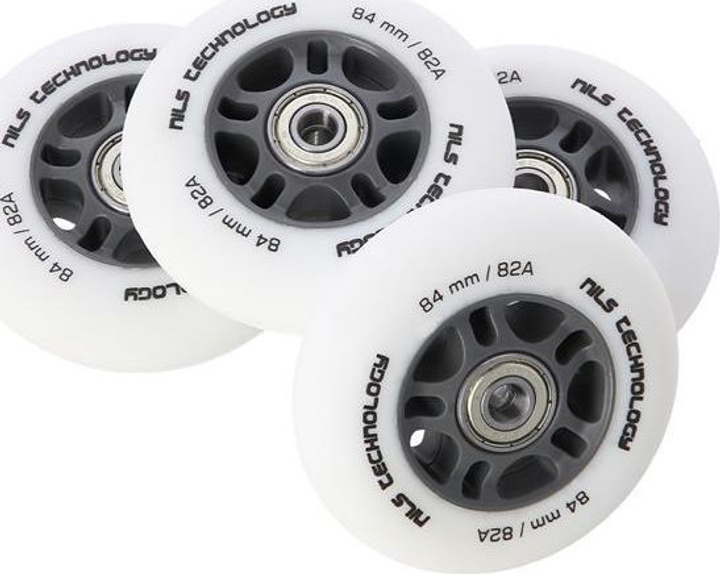 Zestaw Nils Extreme Kółka PU 84x24 82A Białe Matowe 4 szt + Łożyska ABEC-9 Chrome 8 szt (5907695544572) - obraz 3