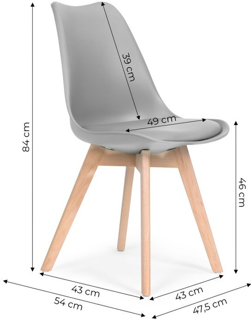 Zestaw krzeseł do kuchni i salonu ModernHome by Multistore 4 szt Szare (5905817006366) - obraz 8