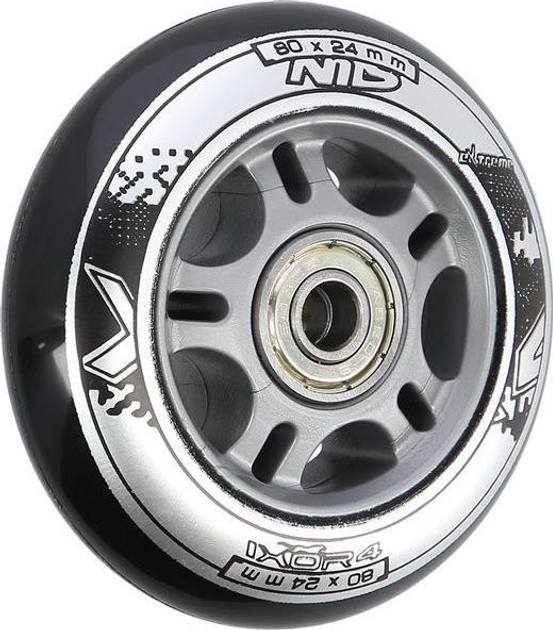 Zestaw Nils Extreme Kółka PU 80x24 82A Czarne 4 szt + Łożyska ABEC-9 8 szt (5907695556971) - obraz 2