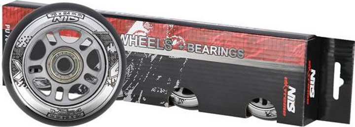 Набір Nils Extreme Колеса PU 76x24 82A Чорний 4 шт + Підшипники ABEC-9 8 шт (5907695557091) - зображення 4