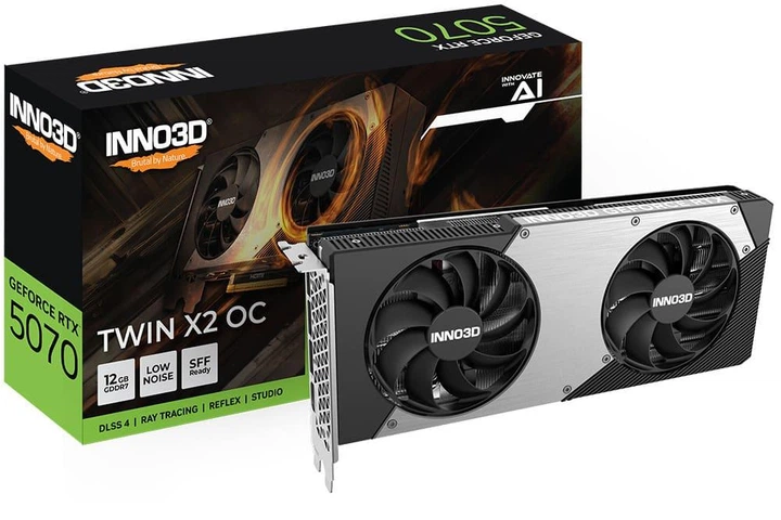 Відеокарта Inno3D RTX 5070 12GB TWIN X2 OC (N50702-12D7X-195064N) (GDDR7, 192 bit, PCI-E v5.0 x16) - зображення 2