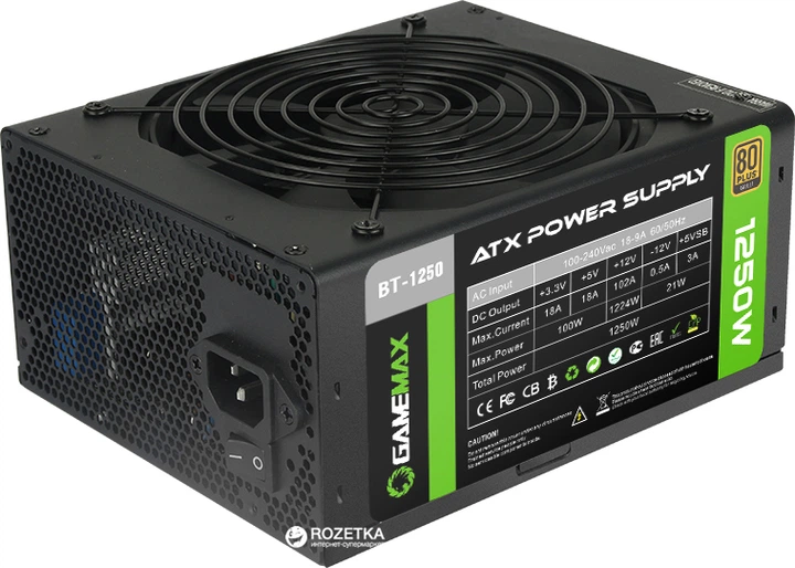 Блок живлення GameMax BT-1250 1250W - Фото 1 Блок живлення GameMax BT-1250 1250W - зображення 1