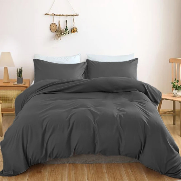 Акція на Комплект постільної білизни MirSon King Size 220x240 см Light Pro 10-005 Dark Gray Satin від Rozetka