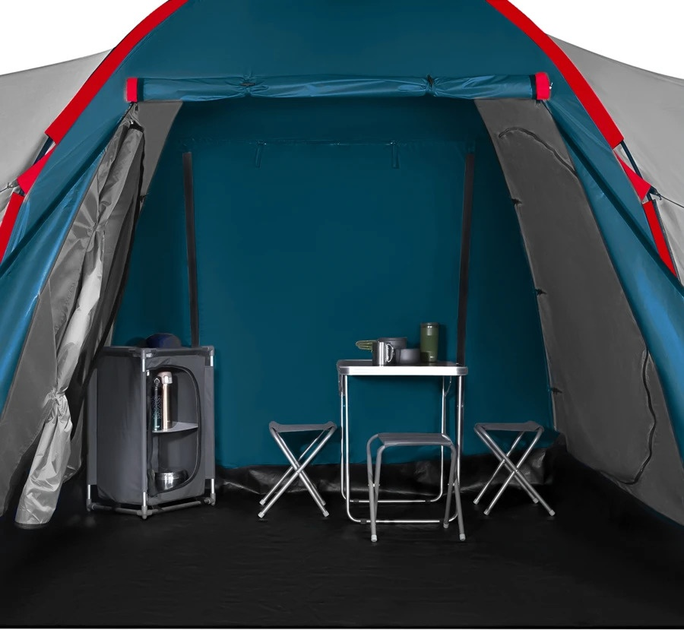 Намет Nils Camp Highland IV кемпінговий NC6431 Blue-Light Grey (5908261680717) - зображення 13
