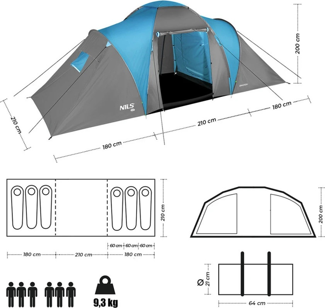 Намет Nils Camp Highland кемпінговий NC6031 Blue-Grey (5907695518894) - зображення 6