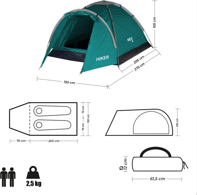 Namiot Nils Camp Hiker kempingowy NC6010 Green (5907695517699) - obraz 6