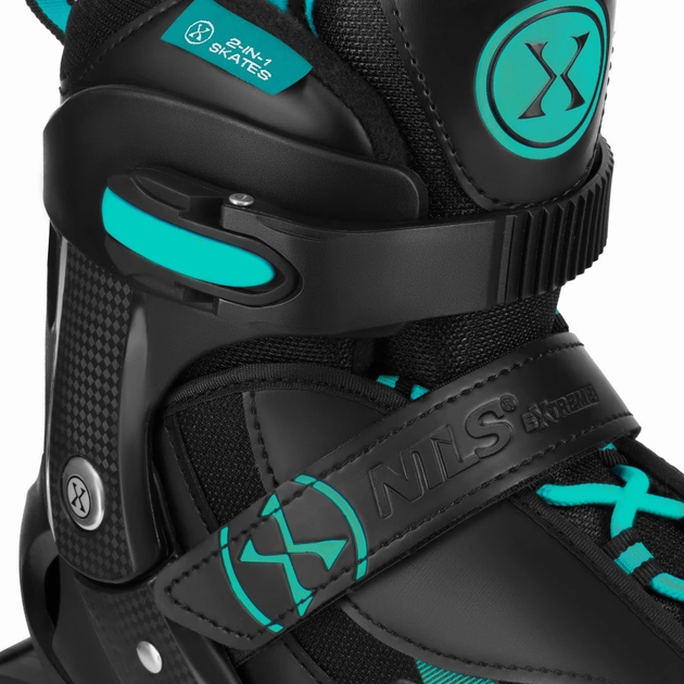 Роликові ковзани Nils Extreme 2 в 1 NH382 39-43 L Чорно-Бірюзові (5907695584349) - зображення 8