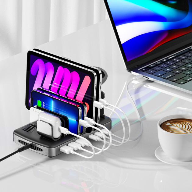 Stacja ładująca Unitek uCharge Station HP6 PD 3xUSB-A + 3xUSB-C 80 W Black (4894160048455) - obraz 9