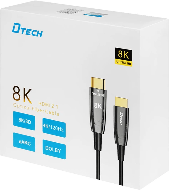 Кабель оптичний Dtech DT-HOF8020 HDMI 2.1 Male-Male 20 м Чорний (74-00103) - Фото 5 Кабель оптичний Dtech DT-HOF8020 HDMI 2.1 Male-Male 20 м Чорний (74-00103) - зображення 5