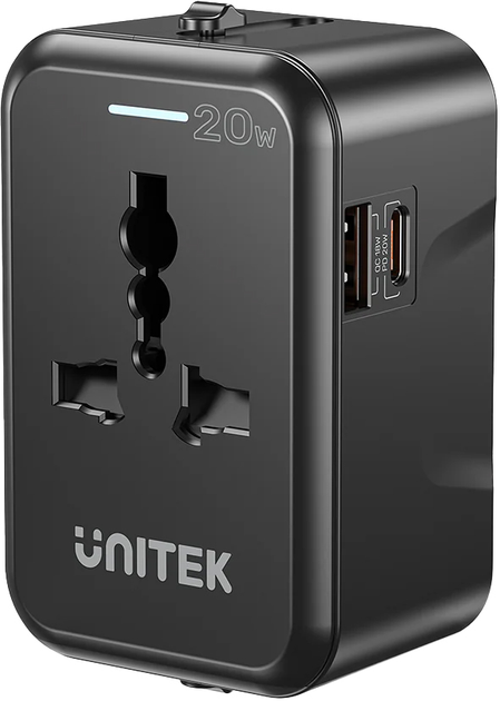 Ładowarka sieciowa Unitek Universal Travel Adapter USB-A + USB-C 20 W Black (P1120ABK01) - obraz 4