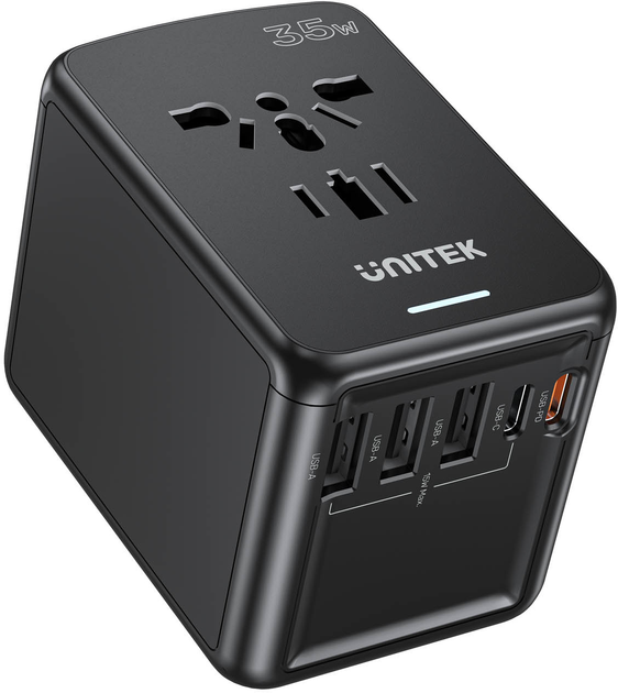 Мережевий зарядний пристрій Unitek Universal Travel Adapter 3xUSB-A + 2xUSB-C 35 Вт Black (P1121ABK01) - зображення 3