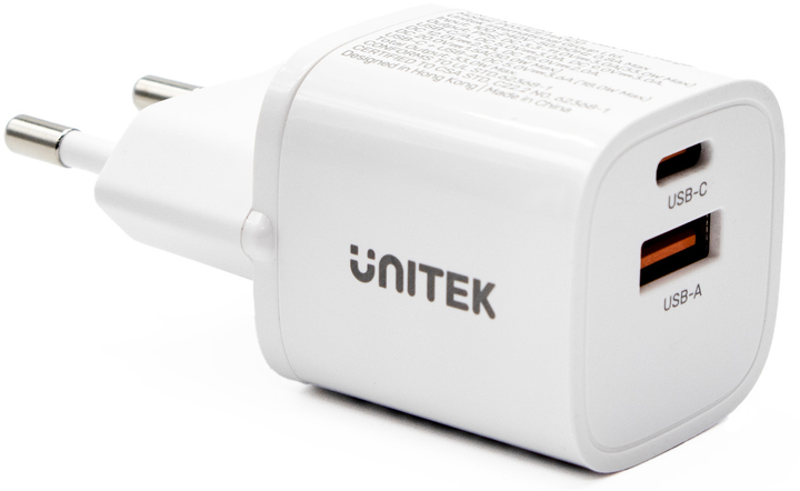 Мережевий зарядний пристрій Unitek USB-A + USB-C 33 Вт White (P1125AWH01-EU) - зображення 3