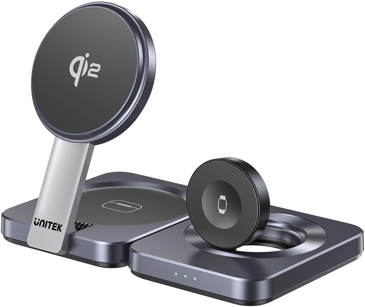 Bezprzewodowa ładowarka Unitek Foldable 3-in-1 Qi2 15 W Grey (P1300AGY01) - obraz 4