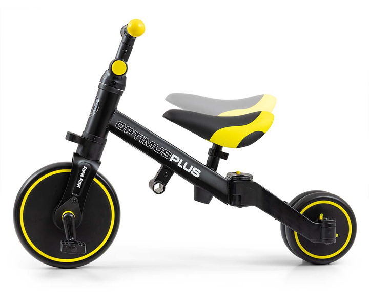 Велосипед триколісний Milly Mally Optimus Plus 4в1 чорний з жовтим 5308 (5901761128550) - зображення 8