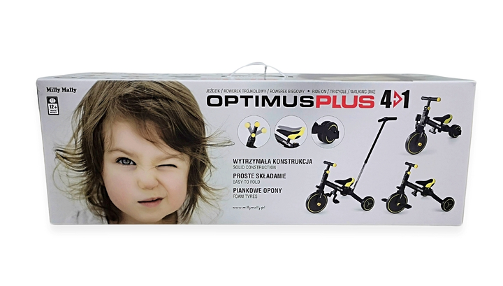 Велосипед триколісний Milly Mally Optimus Plus 4в1 чорний з жовтим 5308 (5901761128550) - зображення 13