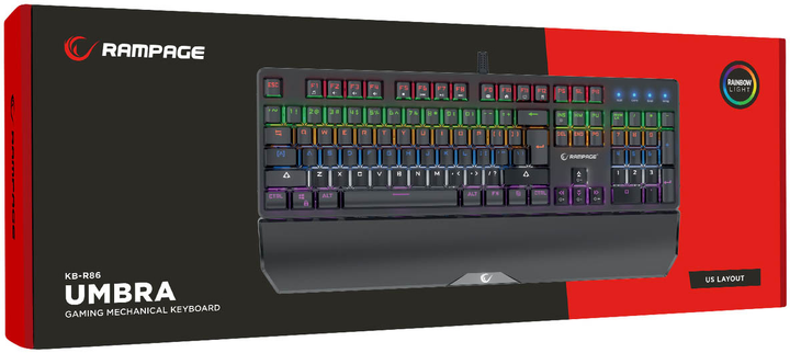Klawiatura przewodowa Rampage KB-R86 UMBRA Kaicheng Red USB Black (KB-R86BLACKRS) - obraz 7