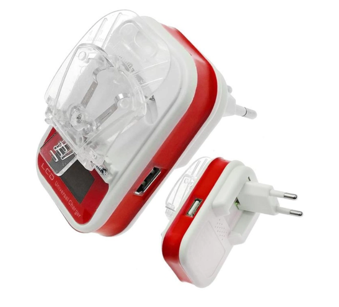 Універсальний зарядний пристрій жабка з LCD дисплеєм та USB Frog Red - зображення 2