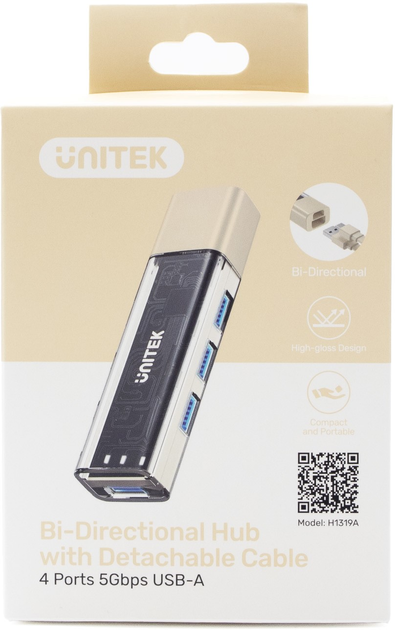 USB-hub Unitek Bi-Directional Hub with Detachable Cable Beige (H1319ACL01) - obraz 4