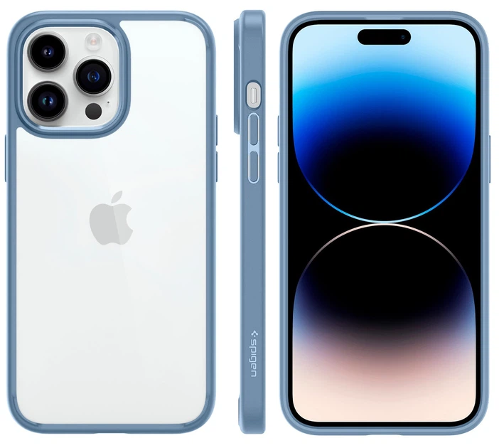 Чехол для Iphone 14 Pro Max Spigen Ultra Hybrid Sierra Blue прозрачный противоударный ACS04820 - изображение 14