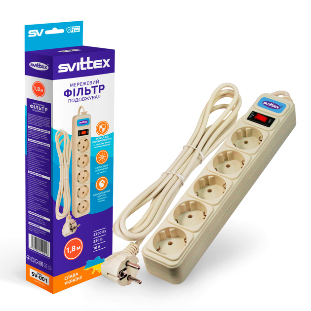 Сетевой удлинитель SVІTTEX YT-SV-001, 5 роз, 1.8м (YT-SV-001) - изображение 2