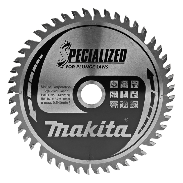 Диск пильний 160x20 мм (48Т) Makita SPECIALIZED : диск 160 мм, к