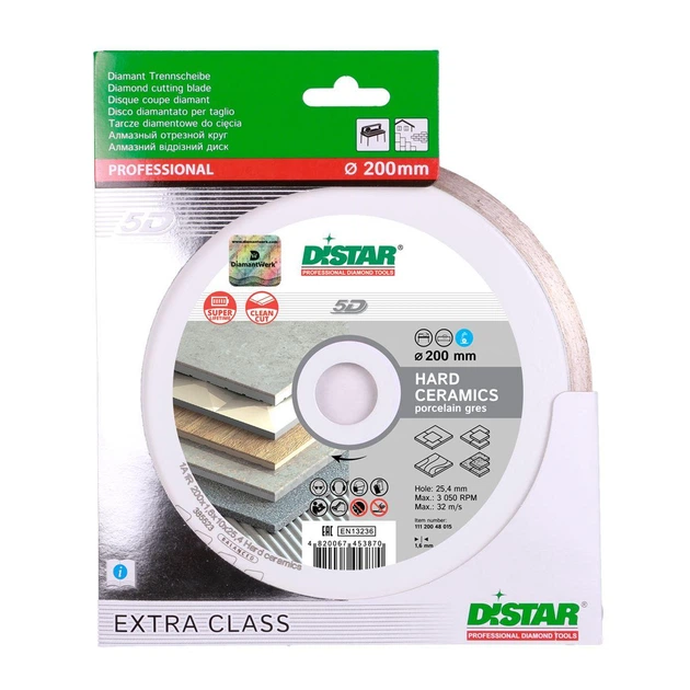 Диск алмазный отрезной Distar Hard ceramics 1A1R 200мм керамика, керамогранит, мрамор 11120048015 - Фото 3 Диск алмазный отрезной Distar Hard ceramics 1A1R 200мм керамика, керамогранит, мрамор 11120048015 - изображение 3