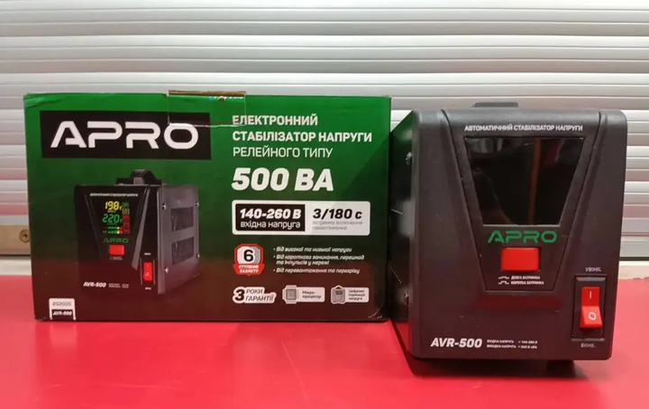 Стабилизатор напряжения релейный APRO AVR-500 : 400 Вт, релейный, Led-дисплей, вес 2.15 кг - изображение 7