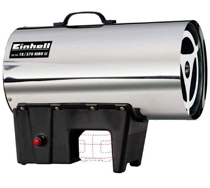 Мощный газовый обогреватель под аккумулятор Einhell GE-HG 18/370 Niro Li - Solo (АКБ 18В 2,5 Ah) 37 кВт, 1.5 бар (2330805) - изображение 2