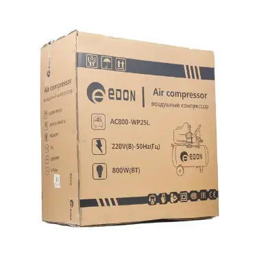 Мощный воздушный компрессор EDON AC 800-WP25L: 800 Вт, 200 л/мин, объем ресивера 25 л - Фото 5 Мощный воздушный компрессор EDON AC 800-WP25L: 800 Вт, 200 л/мин, объем ресивера 25 л - изображение 5