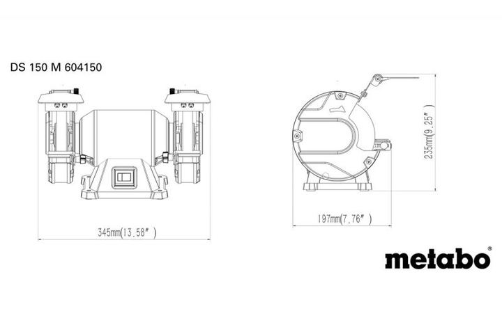 Професійне точило для заточки Metabo DS 150 M : 370 Вт, диск 150х20х20 мм, 2980 об/хв., 1,5 Нм - зображення 4