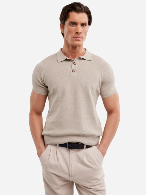 Koszulka polo męska Big Star Polonezzo 801 L Beżowa - obraz 1