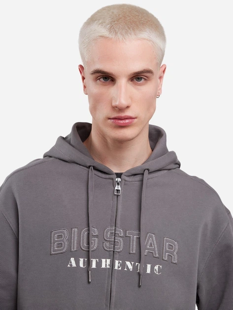 Толстовка на блискавці чоловіча Big Star Berkus 905 S Сіра (5900714842321) - зображення 6