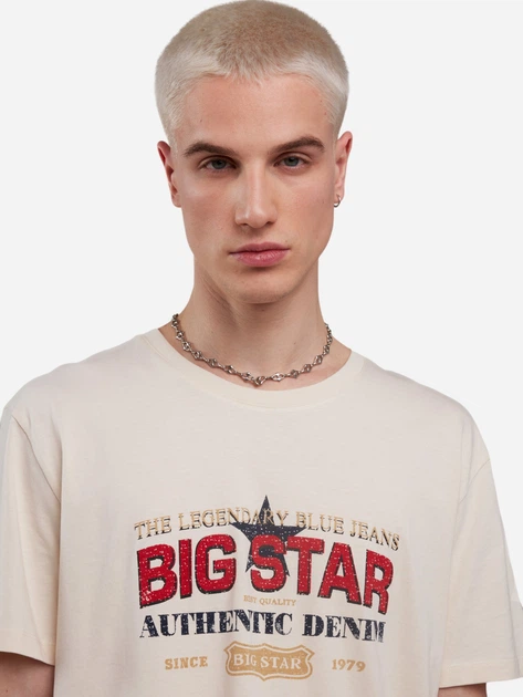 Koszulka męska bawełniana Big Star Enifer 103 S Beżowa - obraz 5
