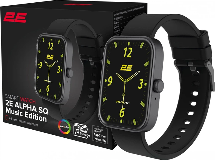 Смарт-часы 2E Alpha SQ Music Edition 46mm Black (2E-CWW40BK) - Фото 9 Смарт-часы 2E Alpha SQ Music Edition 46mm Black (2E-CWW40BK) - изображение 9