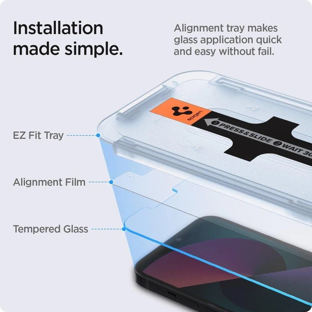 Защитное стекло Spigen Glas.tR EZ FIT 2-Pack (Open Sensor) для iPhone 17e/16e/14/13 Pro/13 Clear (AGL03385) - изображение 3