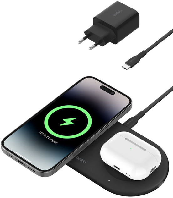 Bezprzewodowa ładowarka Belkin BoostCharge Pro 2-in-1 Qi2 15W Black (WIZ021VFBK) - obraz 3