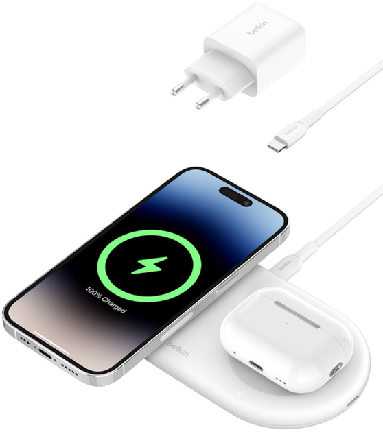 Bezprzewodowa ładowarka Belkin BoostCharge Pro 2-in-1 Qi2 15W White (WIZ021VFWH) - obraz 3